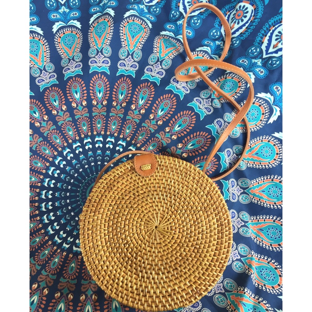 NWOT Rattan Wicker Crossbody Basket Purse